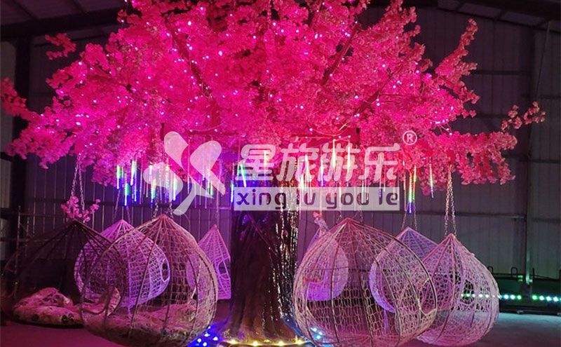 櫻花樹網紅旋轉秋千